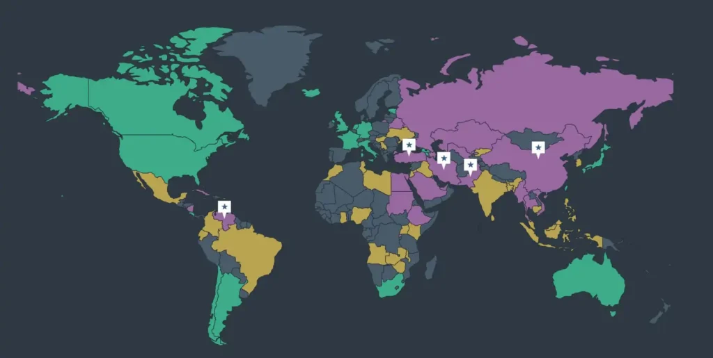 Dünyada İnternet Özgürlüğü Harita